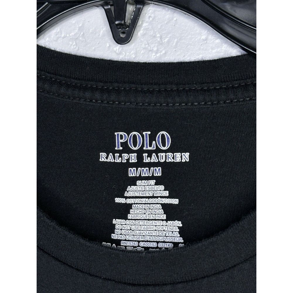 Polo Ralph Lauren T Shirt Mens Size Medium Black Red Pony Slim Fit Tee - Picture 4 of 7